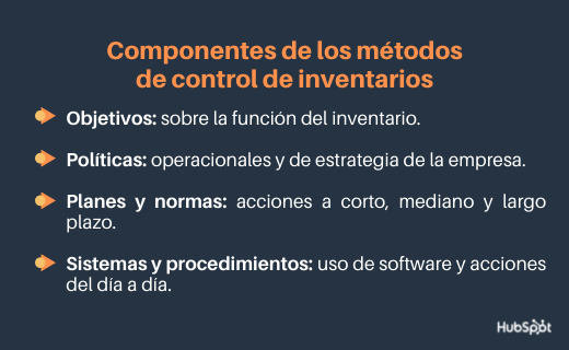 Componentes de los métodos de control de inventarios