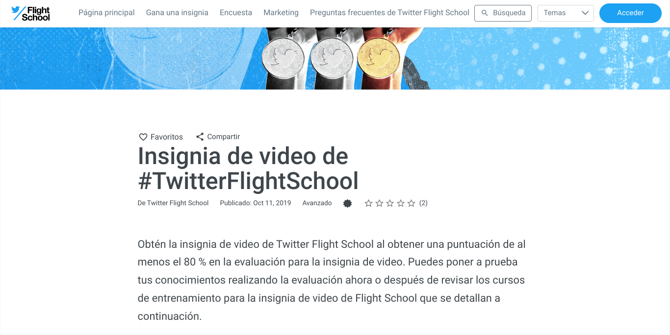 Curso de marketing digital: Insignia de video de Twitter Flight School