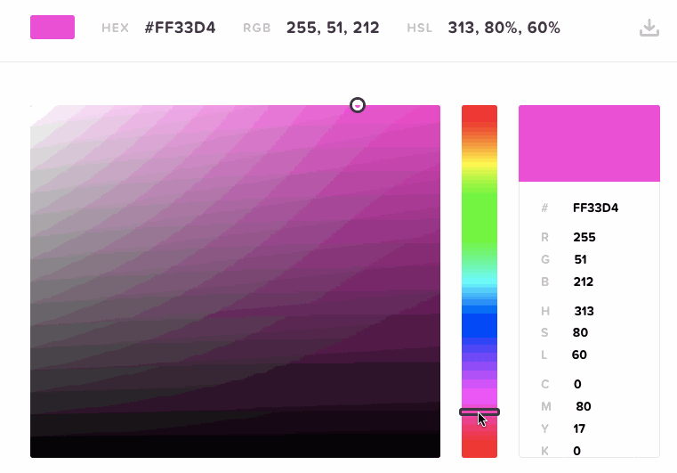 Demo del funcionamiento de HTML Color Codes' Color Picker