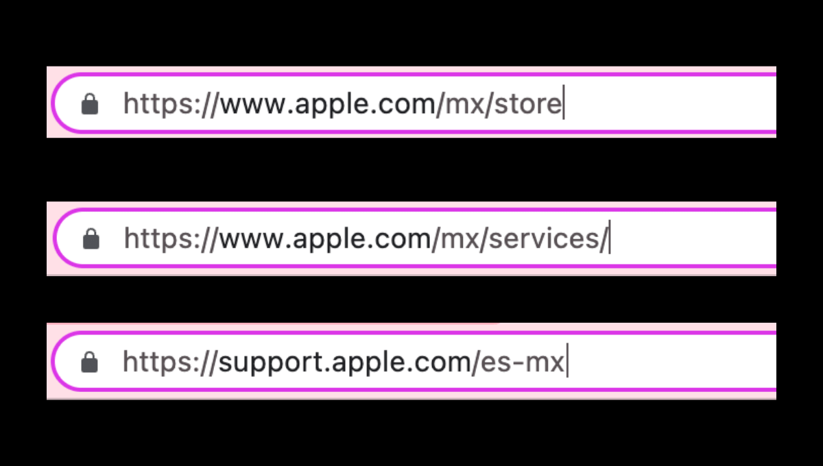 URLs de páginas web de Apple