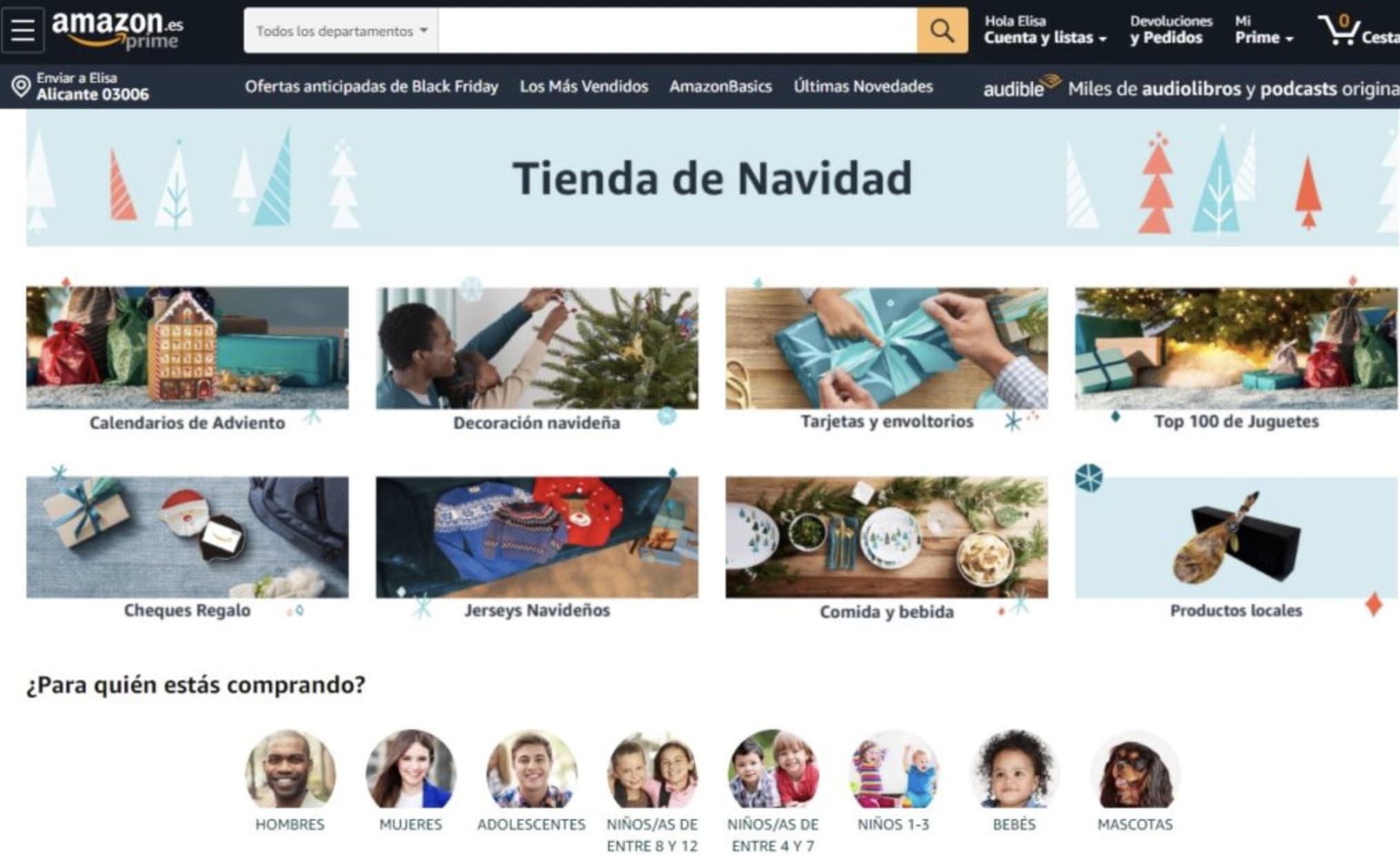 Diseños de páginas web de Navidad: Amazon