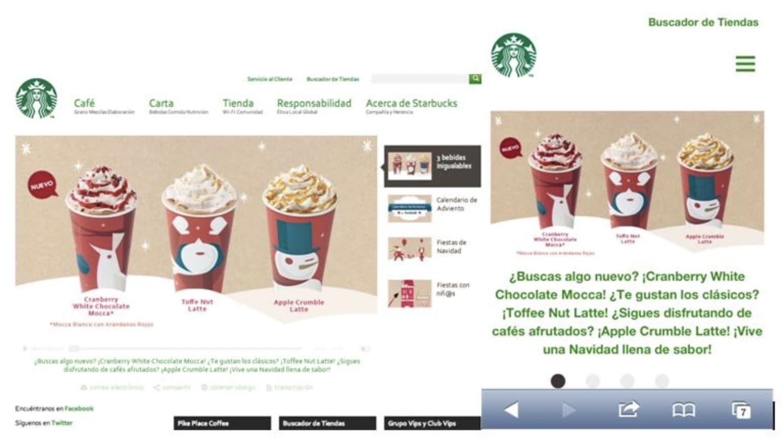 Diseños de páginas web de Navidad: Starbucks