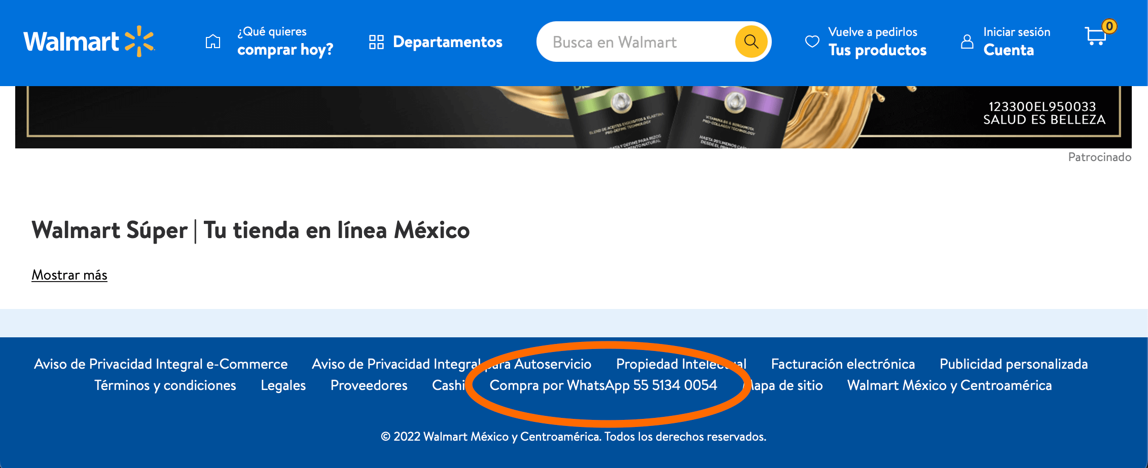 Ejemplo de integración de WhatsApp como canal de venta para tienda Walmart