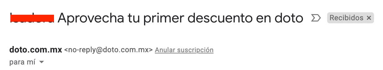 Ejemplo de asuntos para correos de ventas recordando descuentos exclusivos