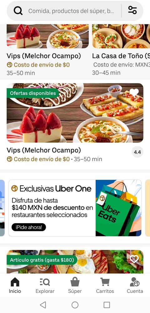 Ejemplo de marketing móvil con notificaciones push: Uber Eats