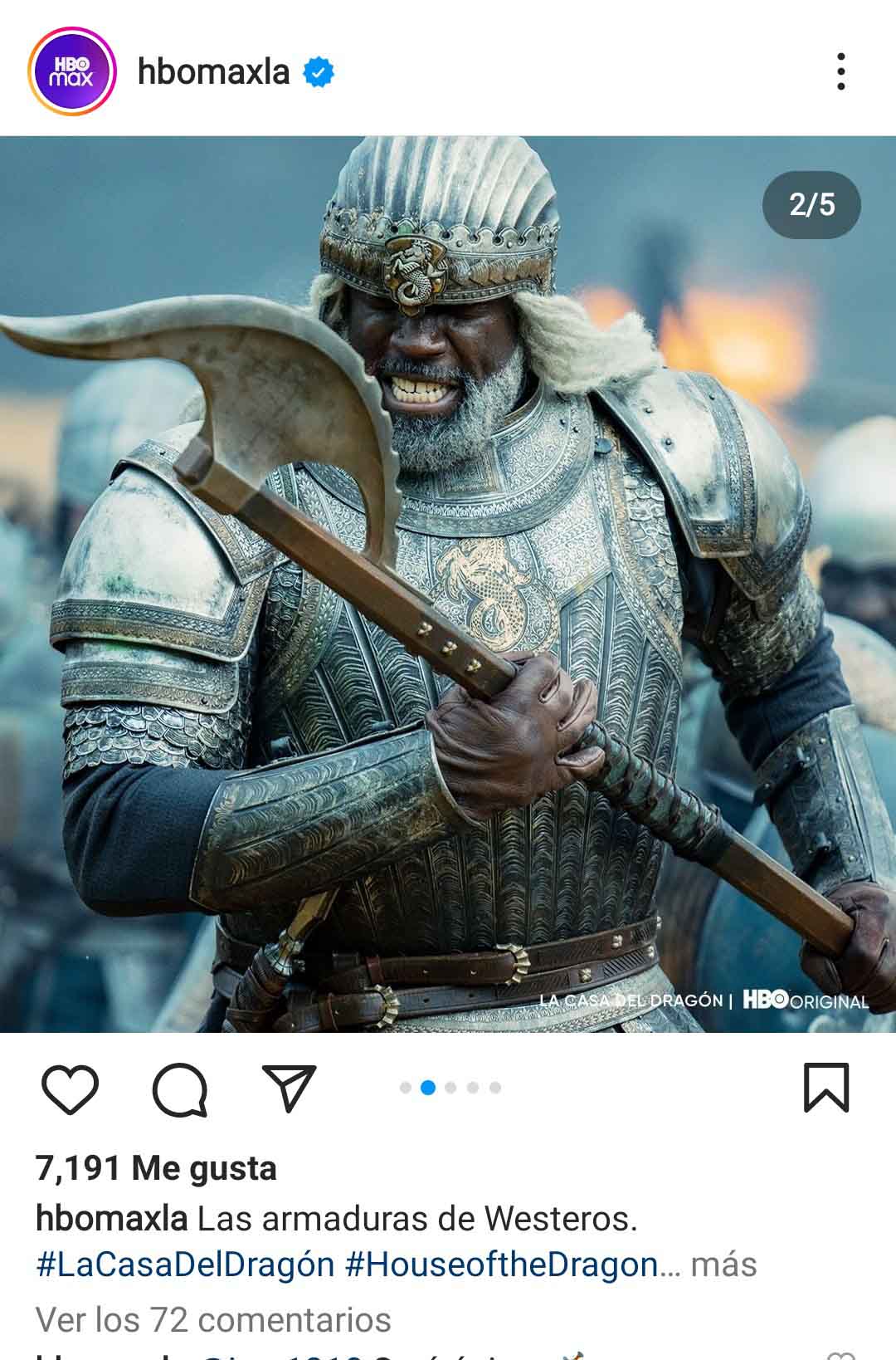 Ejemplo de segmentación de mercado de HBO max en Instagram