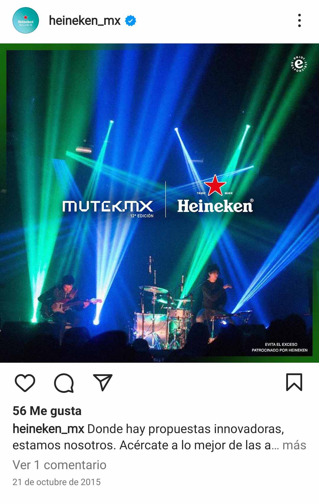 Ejemplo de segmentación de mercado de Heineken en Instagram