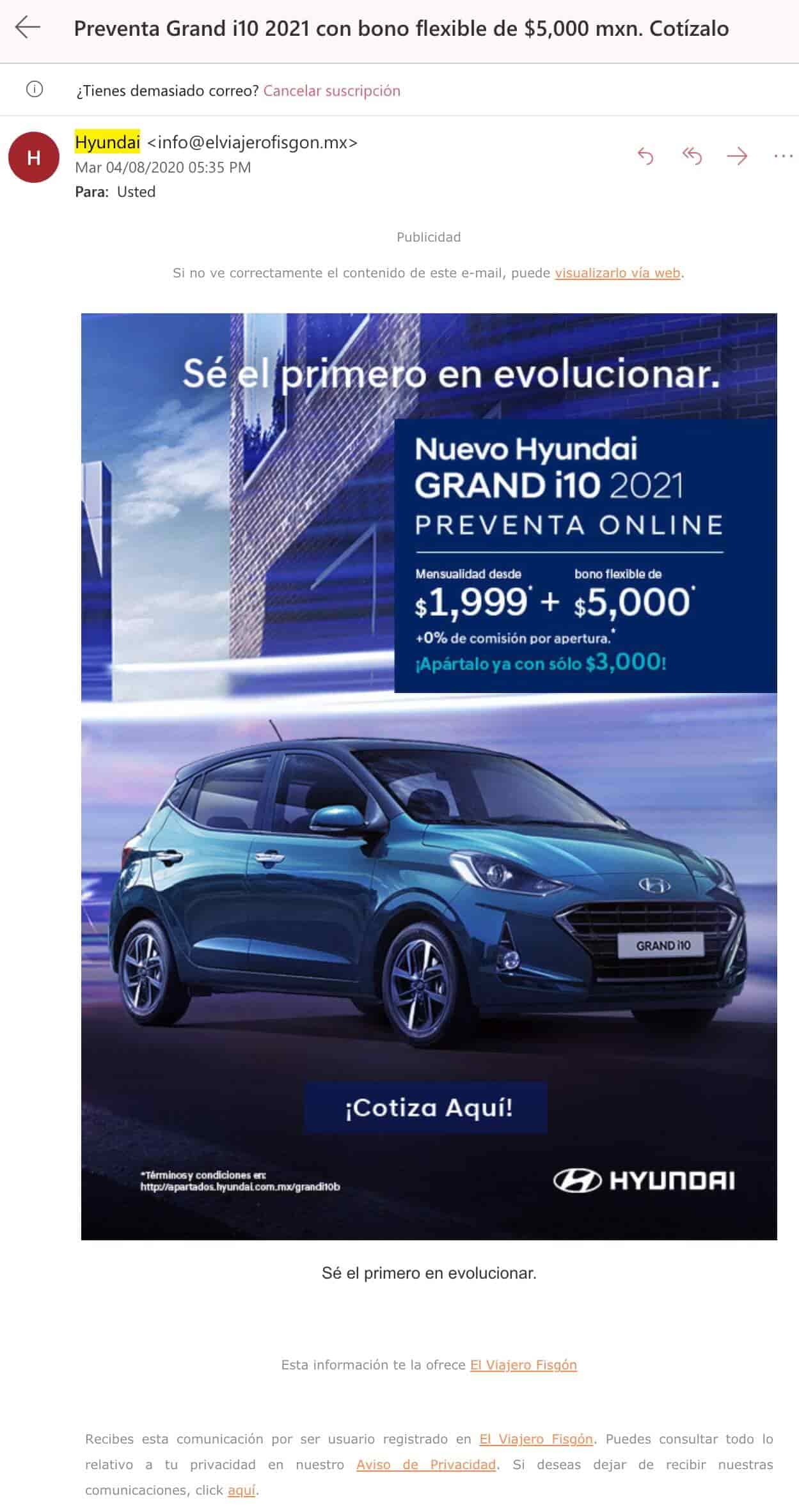Campaña de mailing de Hyundai