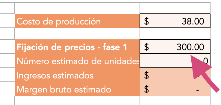 Registrar precio de la primera fase de la fijación de precios para estrategia de descremado de precios en la plantilla de HubSpot