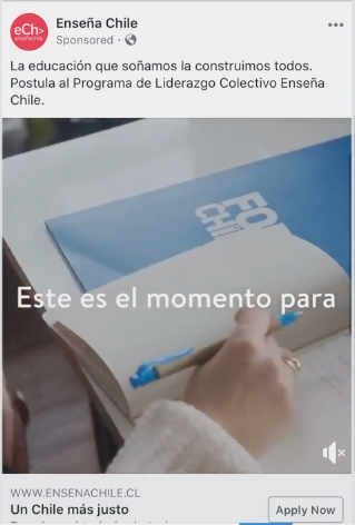 Ejemplo de estrategias de marketing de Facebook: Enseña Chile