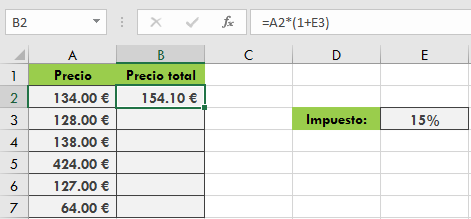 Funciones avanzadas de Excel: fijar casilla en operaciones