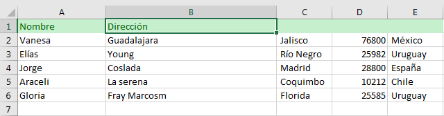 Ejemplo de funciones avanzadas de Excel con texto en columna