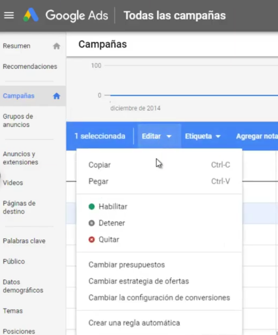 Cómo eliminar campaña en Google Ads: detener, modificar o quitar
