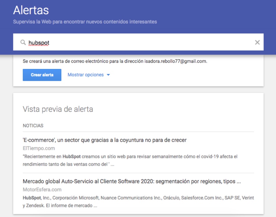 Herramientas de monitoreo de redes sociales gratis, Google Alerts