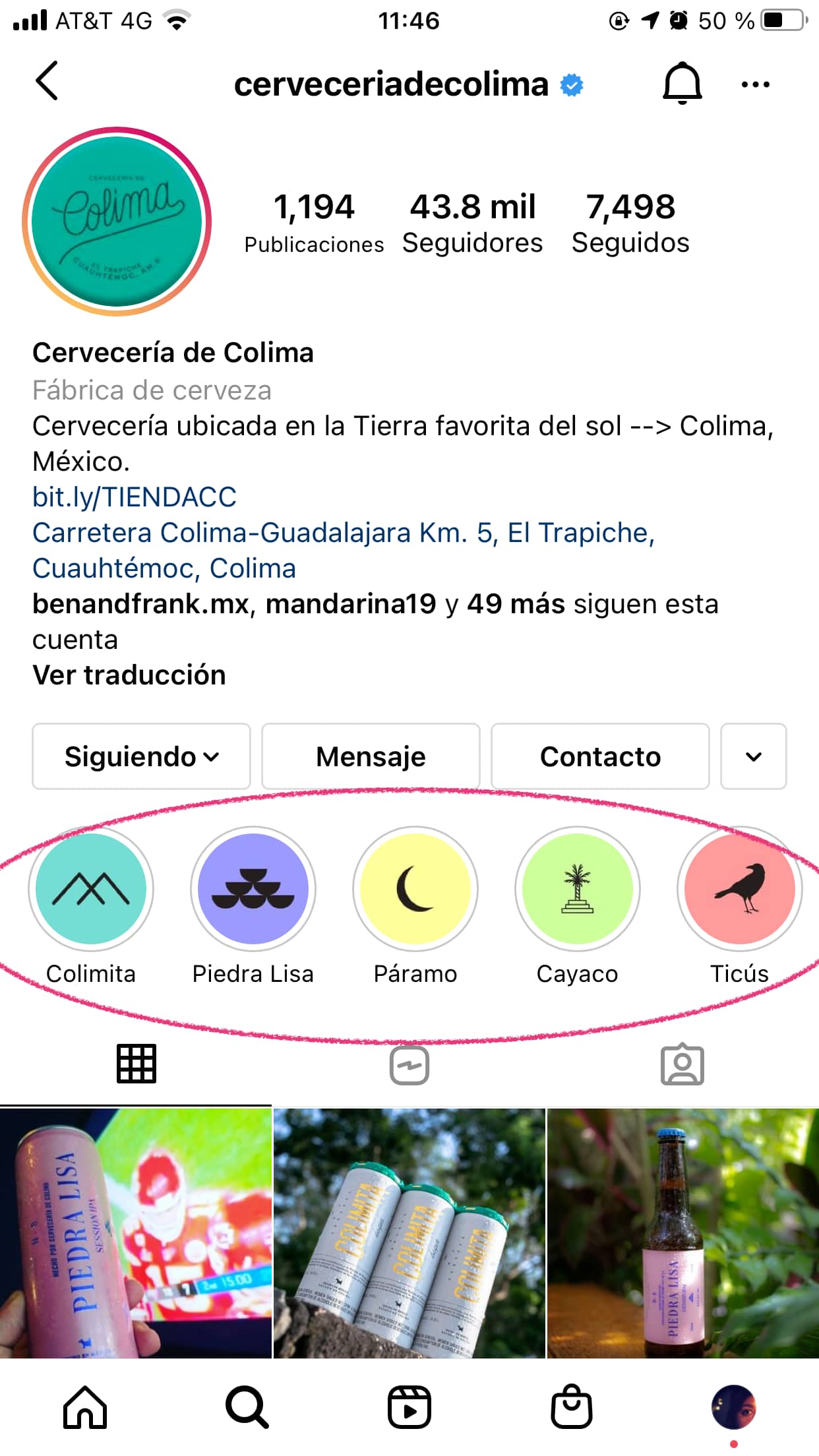 Ideas para tus historias de Instagram: úsalas como un catálogo permanente (Cervecería de Colima)