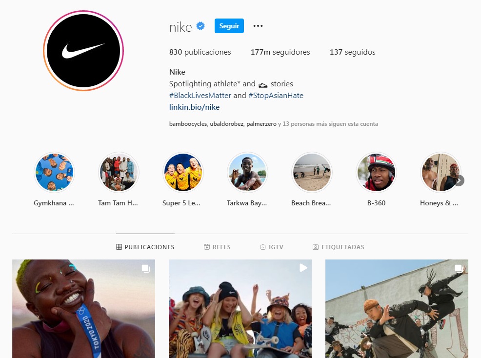 Hashtags en Instagram para marcas: de causa (Nike)