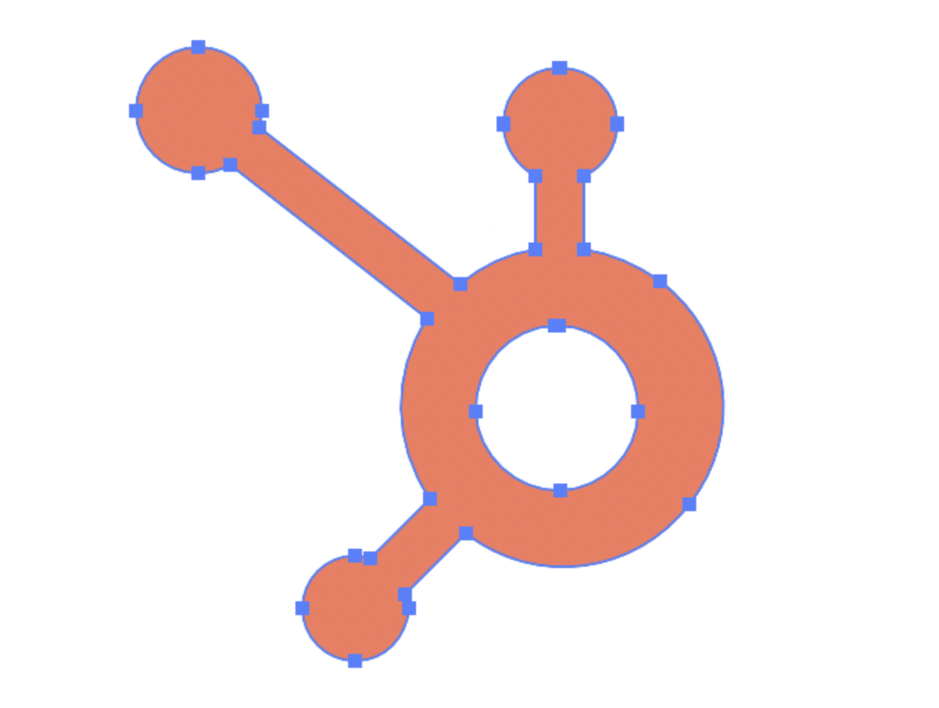 Logotipo de HubSpot con puntos y líneas resaltados en SVG