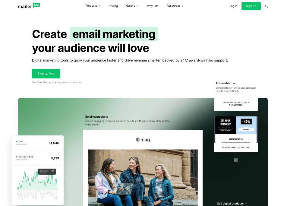 Herramientas gratuitas de email marketing: MailerLite