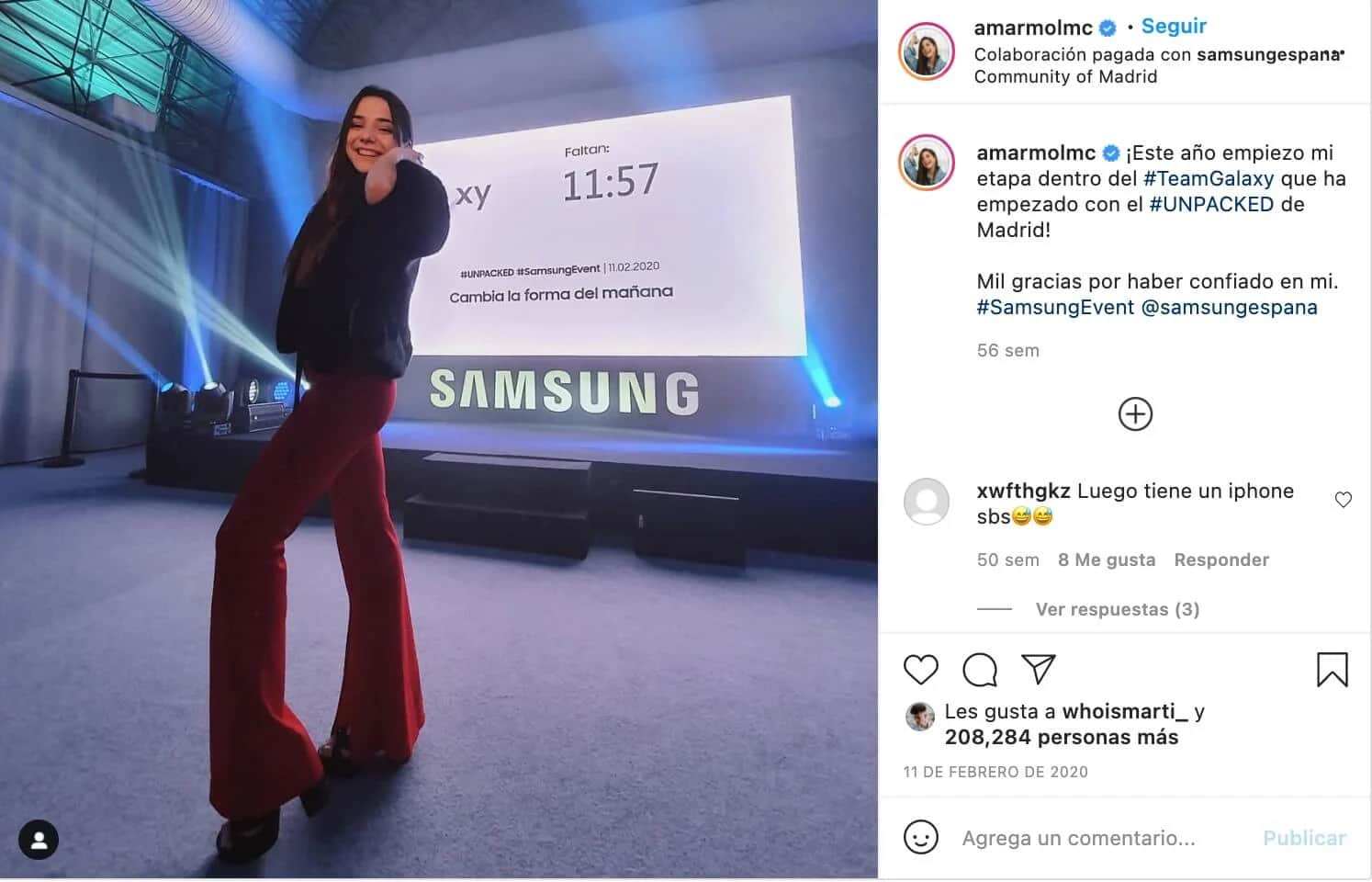 Ejemplo de marketing de influencia de Samsung
