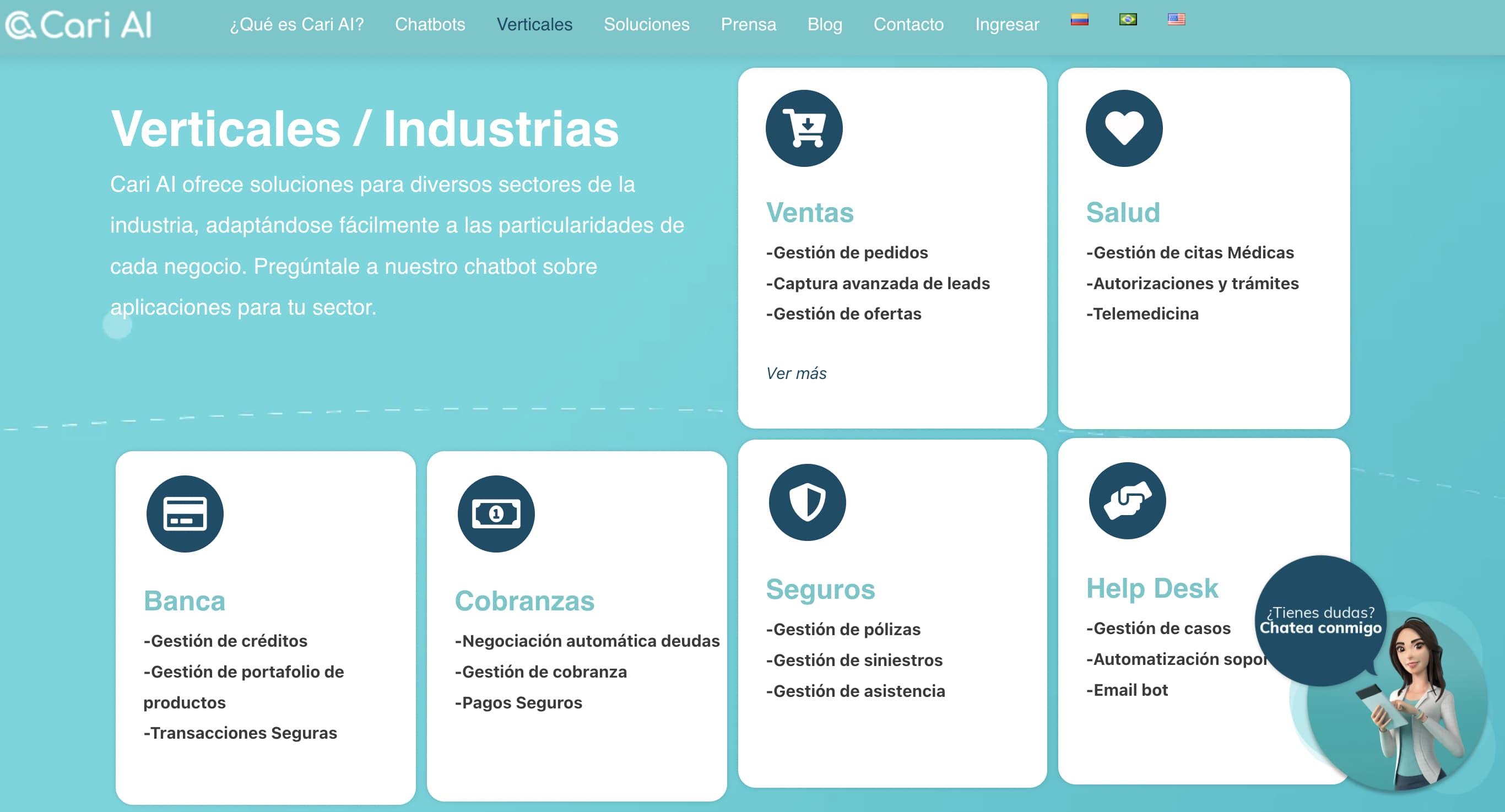 Mejores chatbots en español: CariAI
