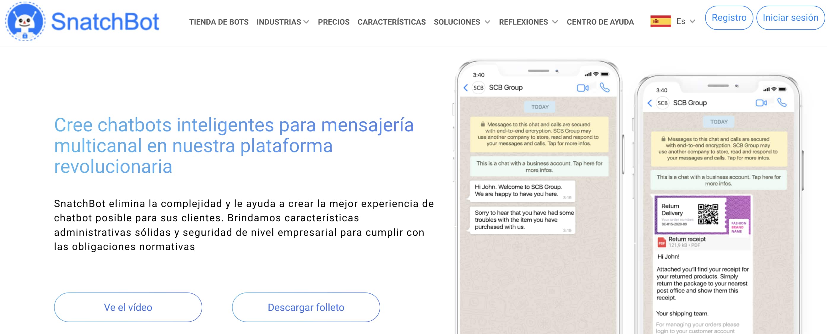 Mejores chatbots en español: SnatchBot
