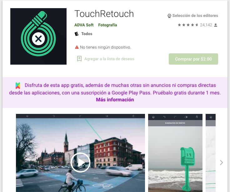 Editor de imágenes de paga TouchRetouch