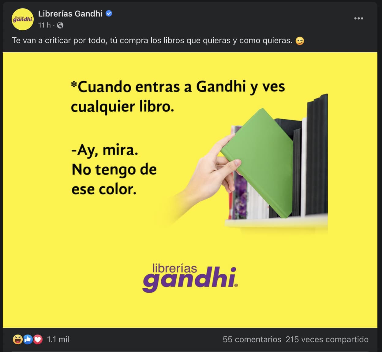 Ejemplo de meme marketing: Librerías Gandhi