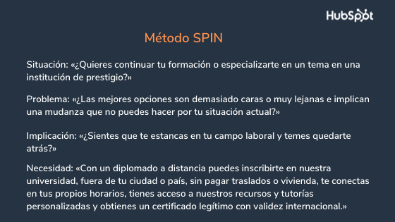 Ejemplo de cómo aplicar el método SPIN para diplomados a distancia