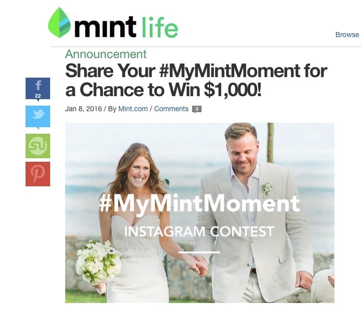 Ejemplo de post promocional para concurso en Instagram: Mint