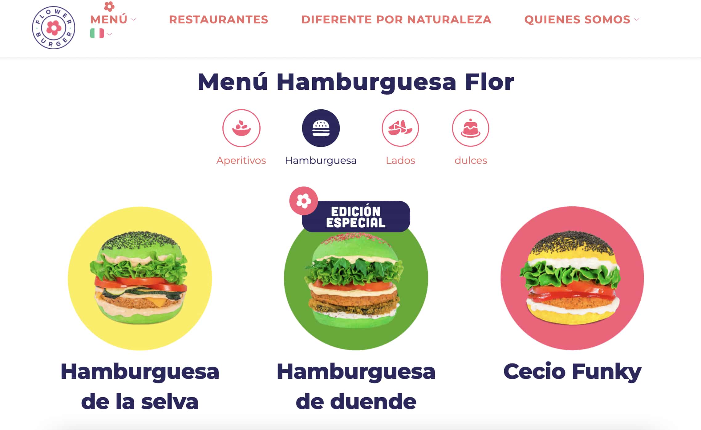 Ejemplos de nicho de mercado: Restaurante de hamburguesas de colores para veganos
