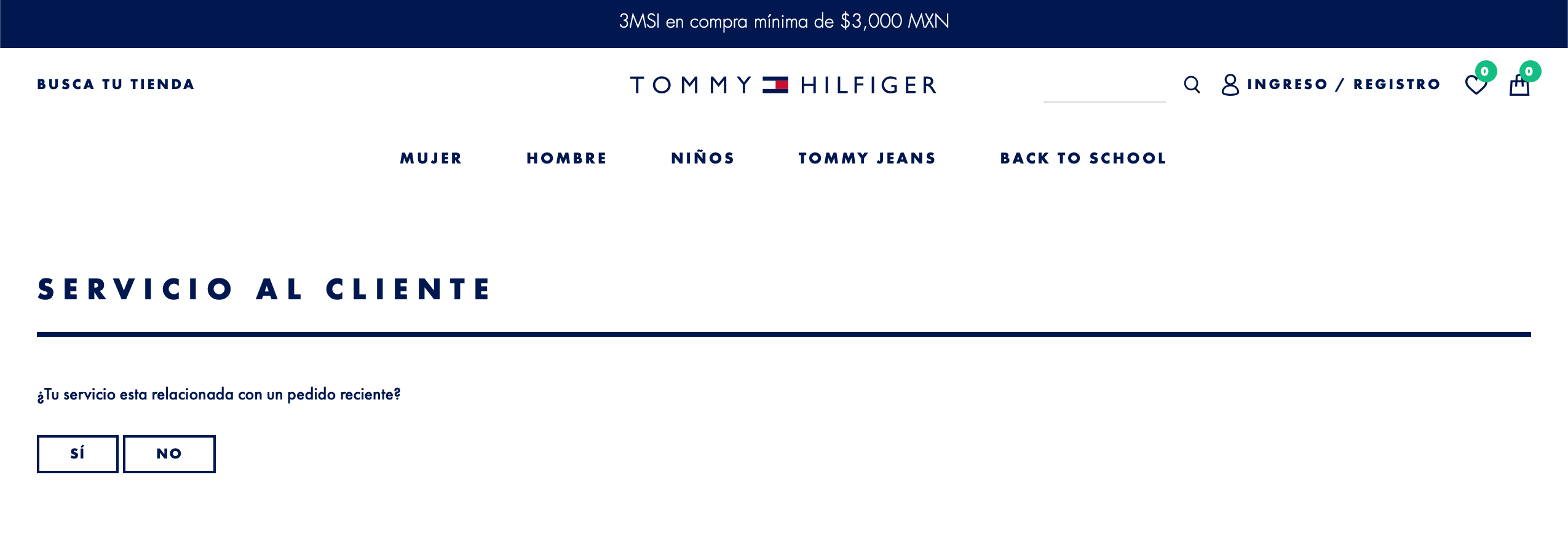 Ejemplo de página de contacto: Tommy Hilfiger