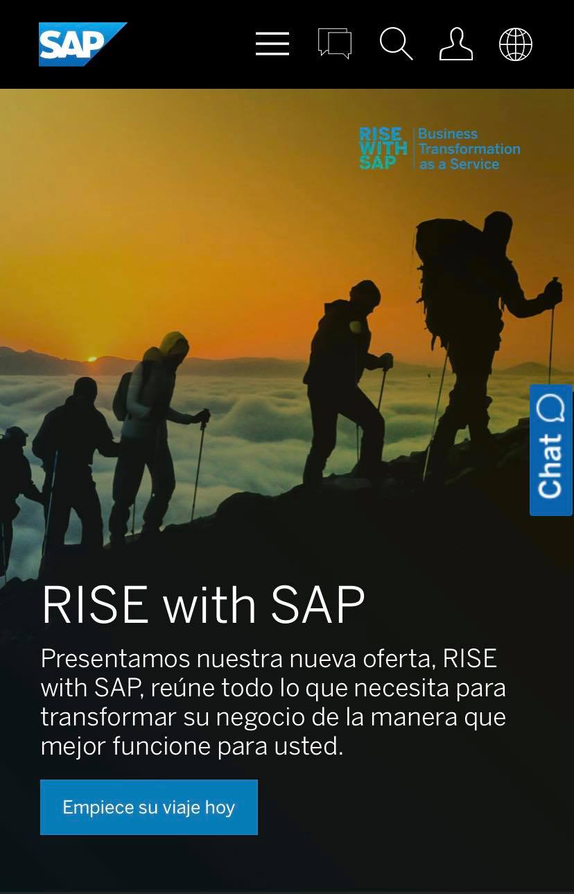 Ejemplo de página web móvil de SAP