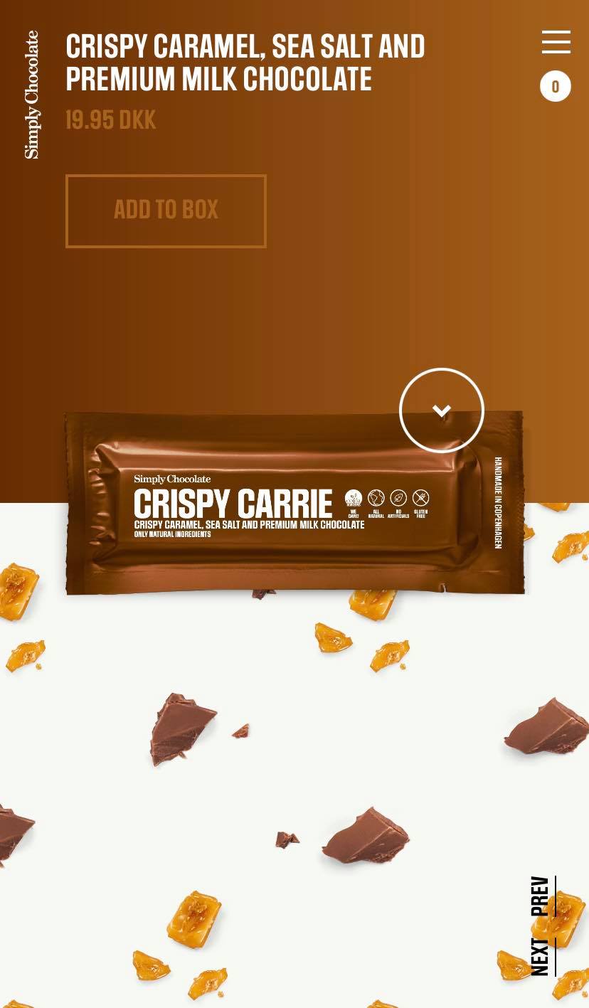 Ejemplo de página web de Simply Chocolate