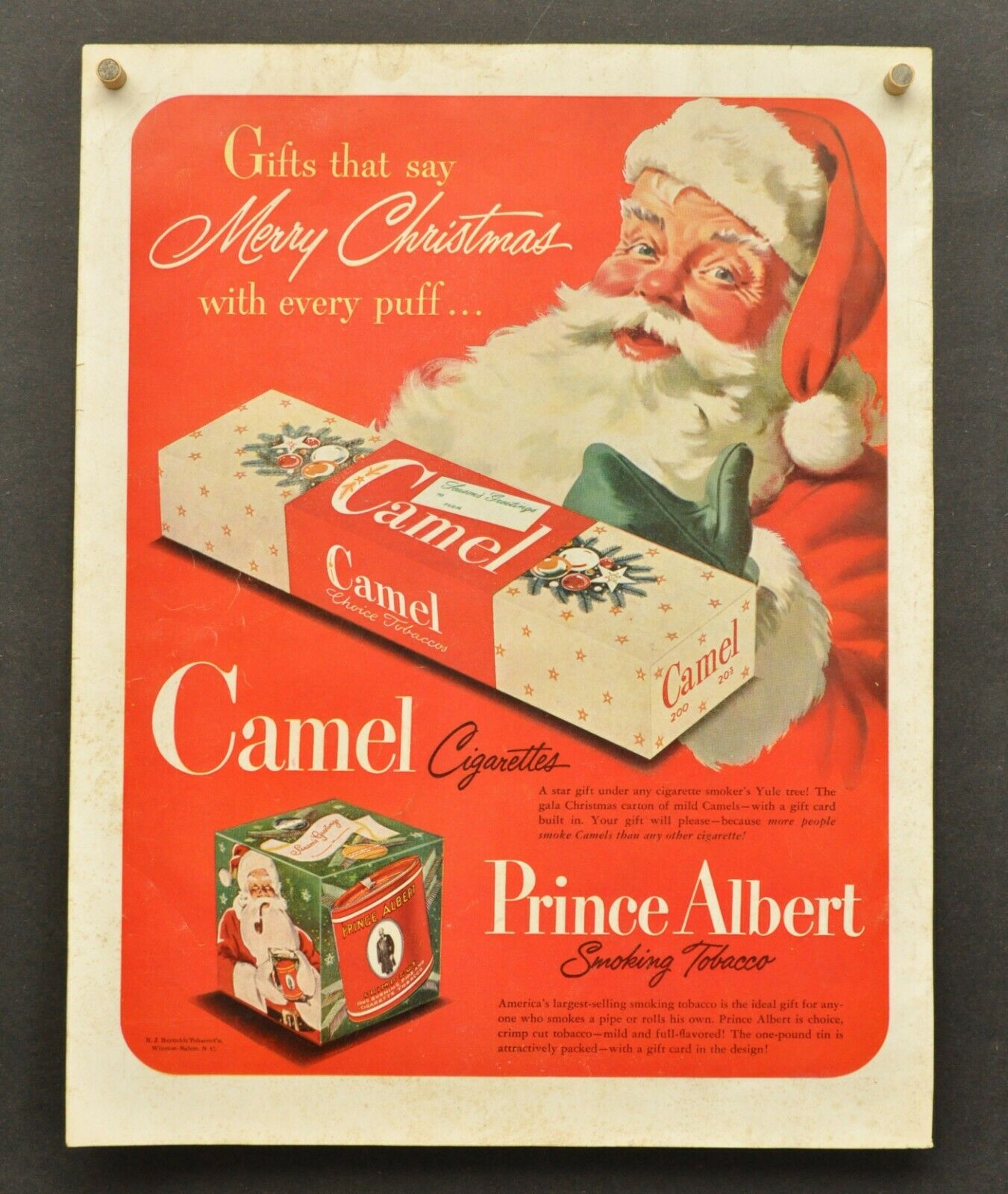 Papá Noel en la publicidad de Prince Albert Smoking Tobacco en 1949