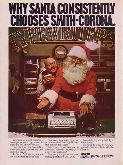Papá Noel en la publicidad de Smith Corona en 1977
