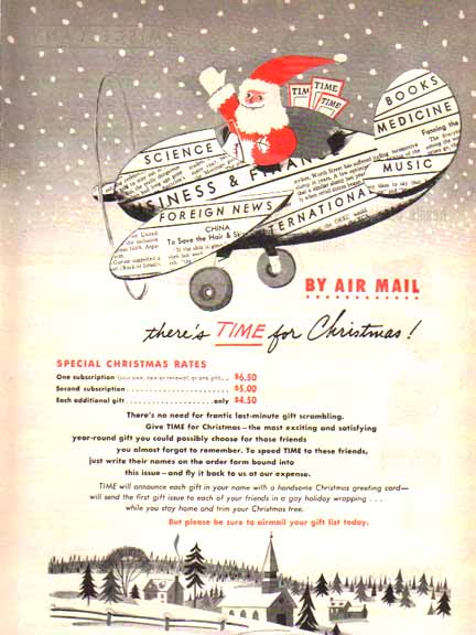 Santa Claus en la publicidad de suscripción a la revista Time en 1948