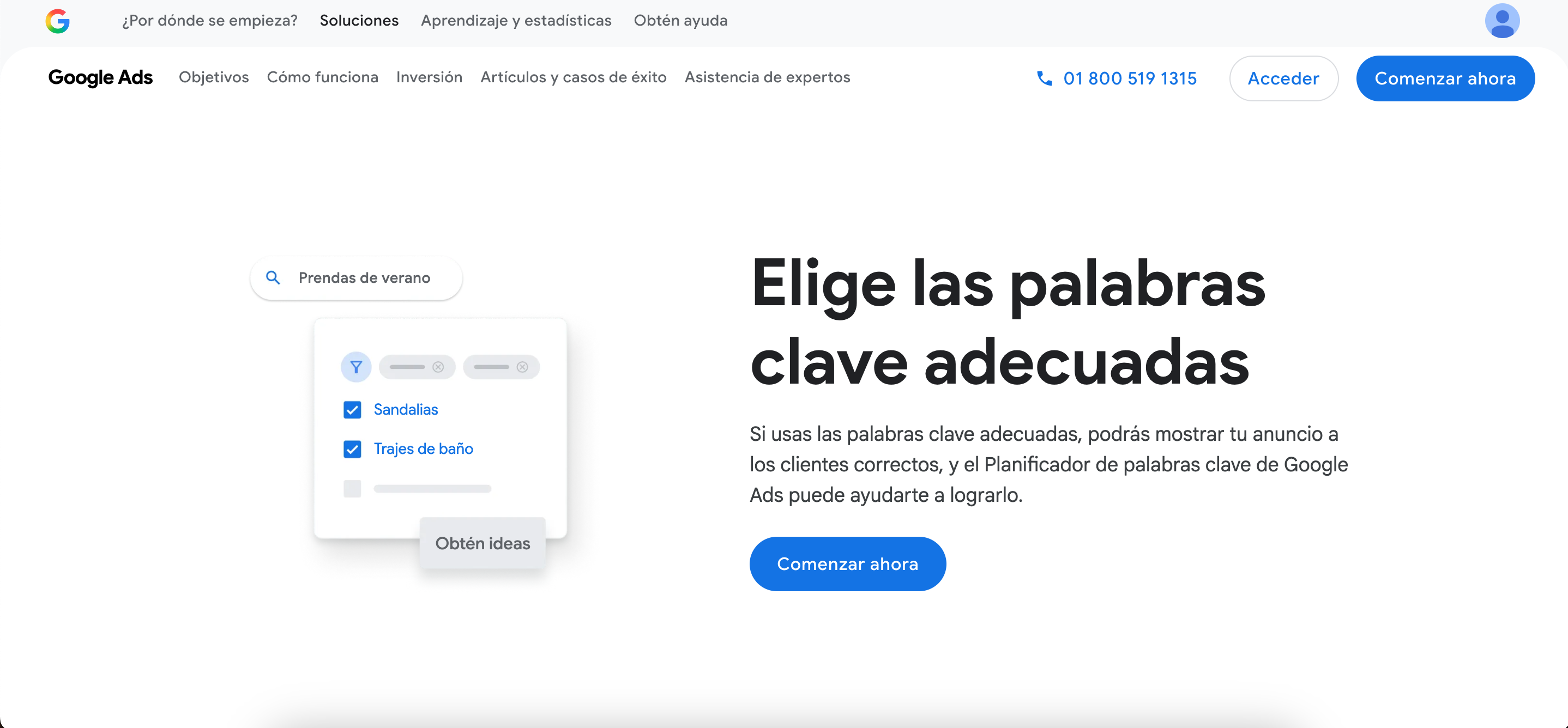 Planificador de palabras clave de Google: inboud marketing