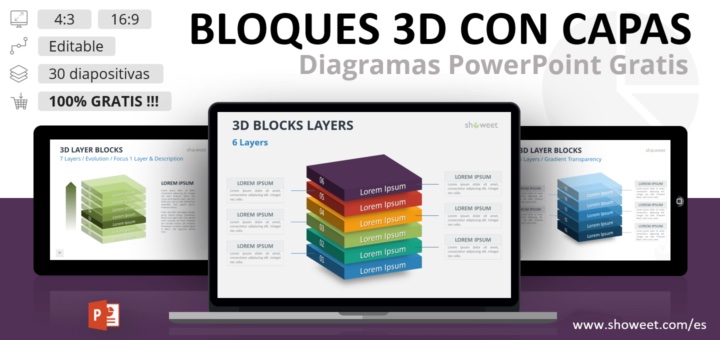Plantilla gratis de PowerPoint con bloques 3D