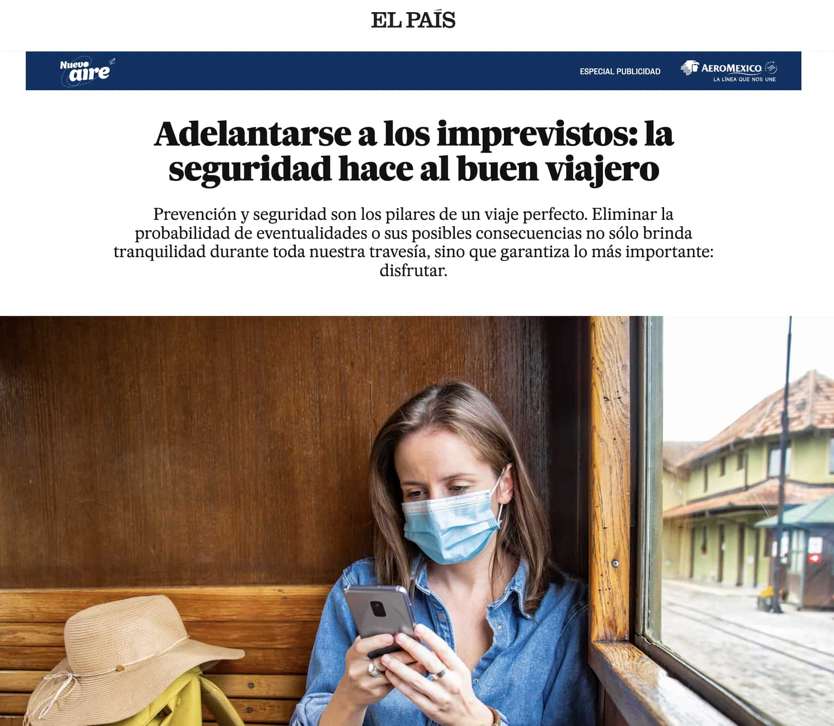 Ejemplo de publicidad digital nativa de Aeroméxico en El País