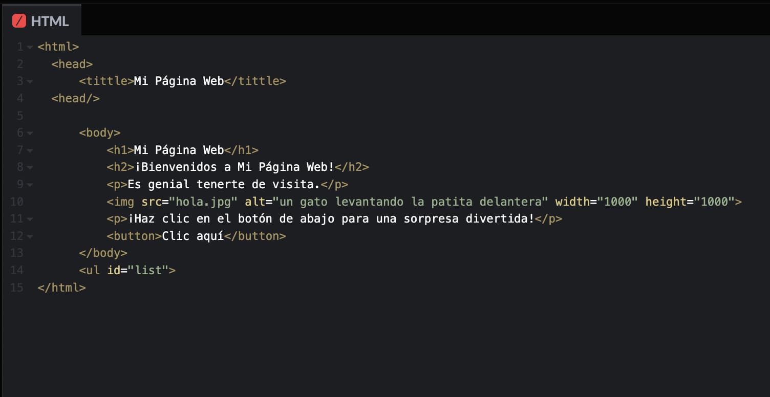 Ejemplo del uso de DOM en código HTML