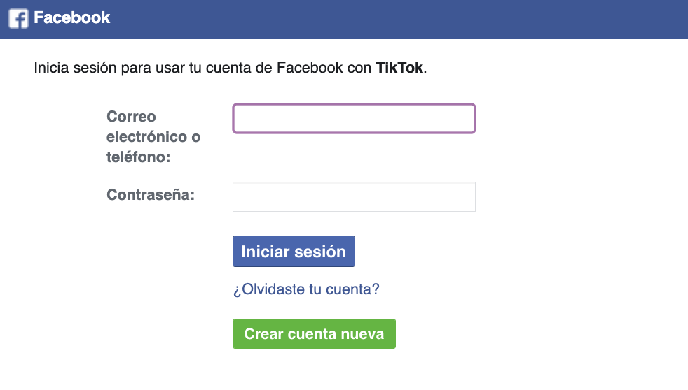 Cómo crear una cuenta de TikTok a través de Facebook