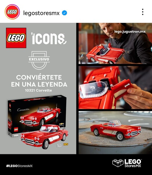 Ejemplo sobre cómo compartir un repost en Instagram: Lego Stores