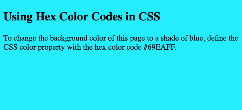 Resultado de cambio de color en CSS con códigos de color Hex