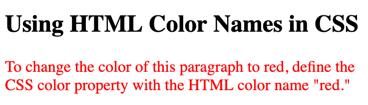 Resultado de cambio de color en CSS con nombres de color HTML