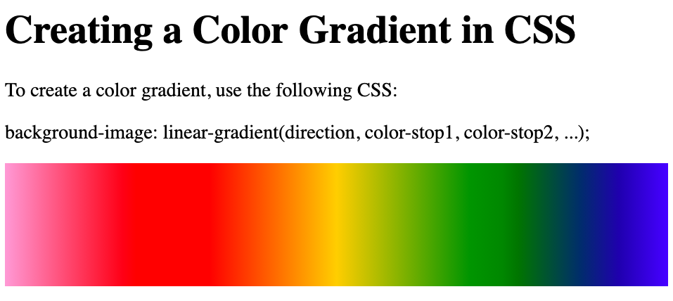 Resultado de gradiente de color en CSS con formatos de color diferentes
