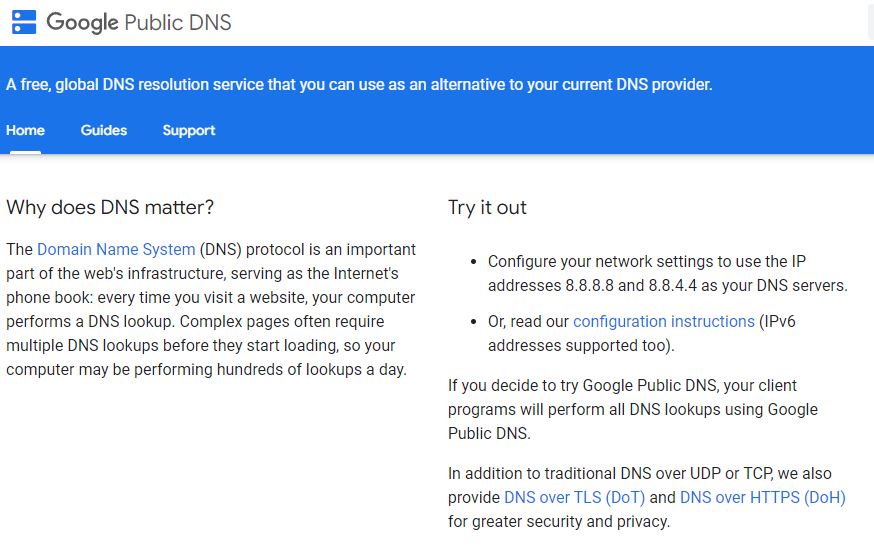 Servidor DNS de Google