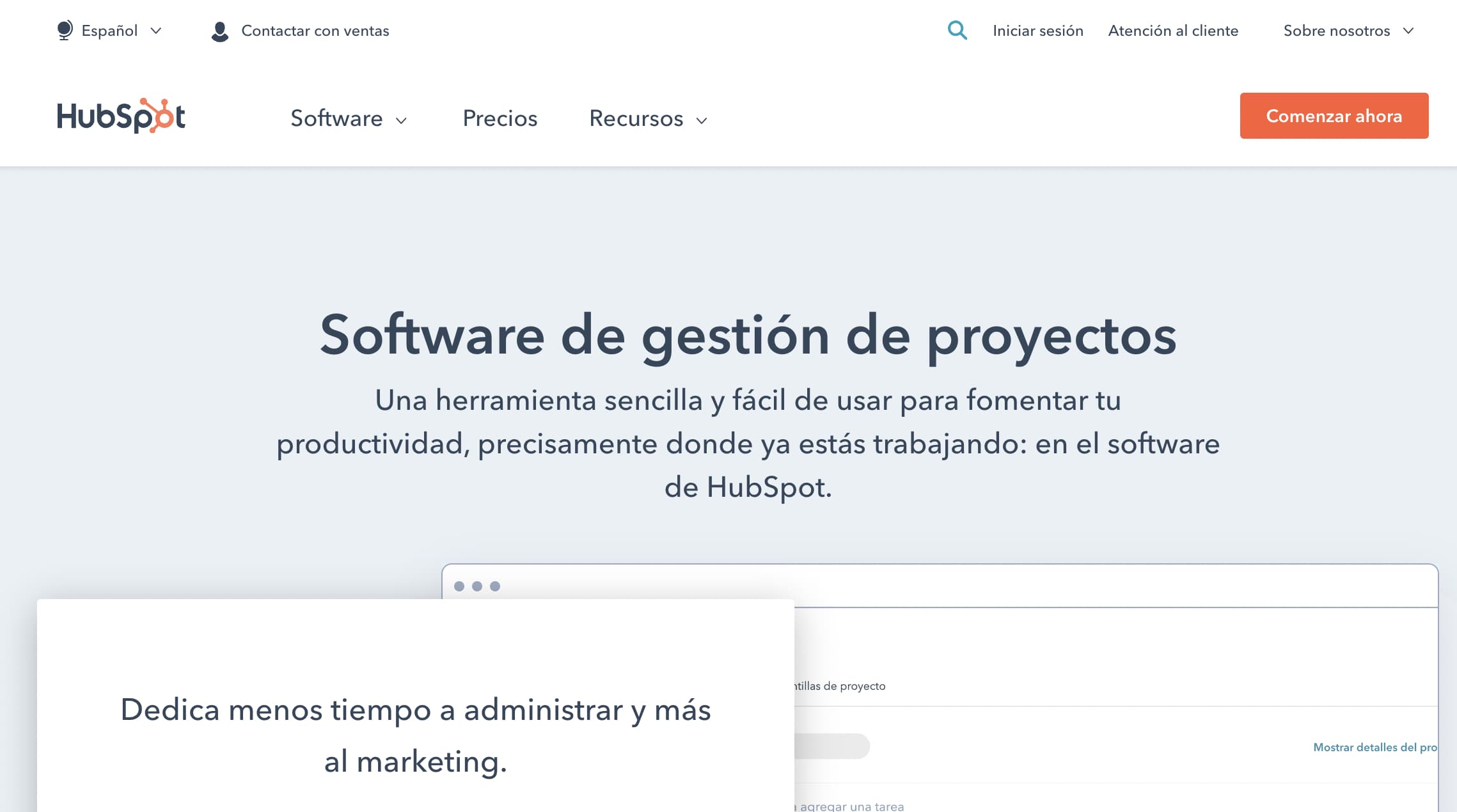 Mejor software de gestión de proyectos: HubSpot