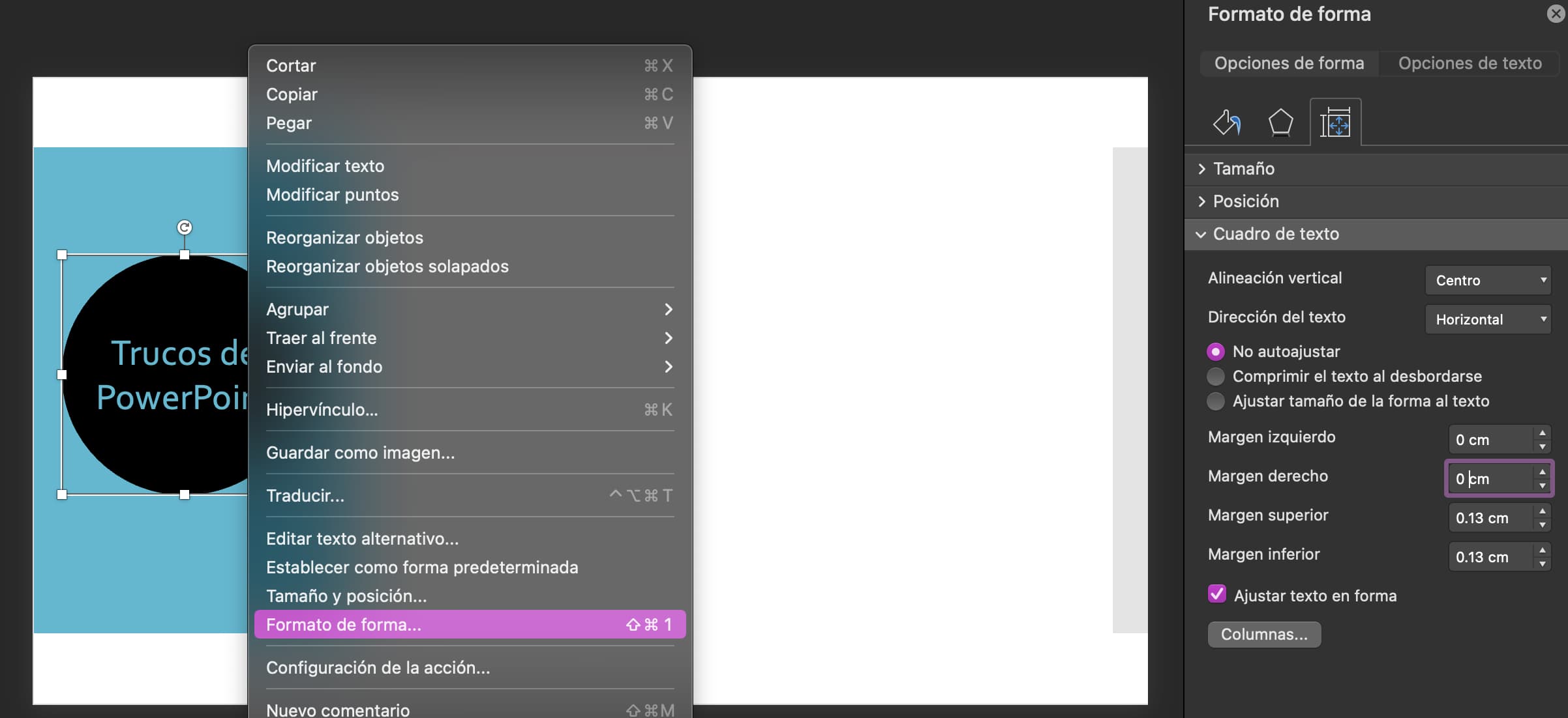 Trucos de PowerPoint - Ajustar texto a una figura