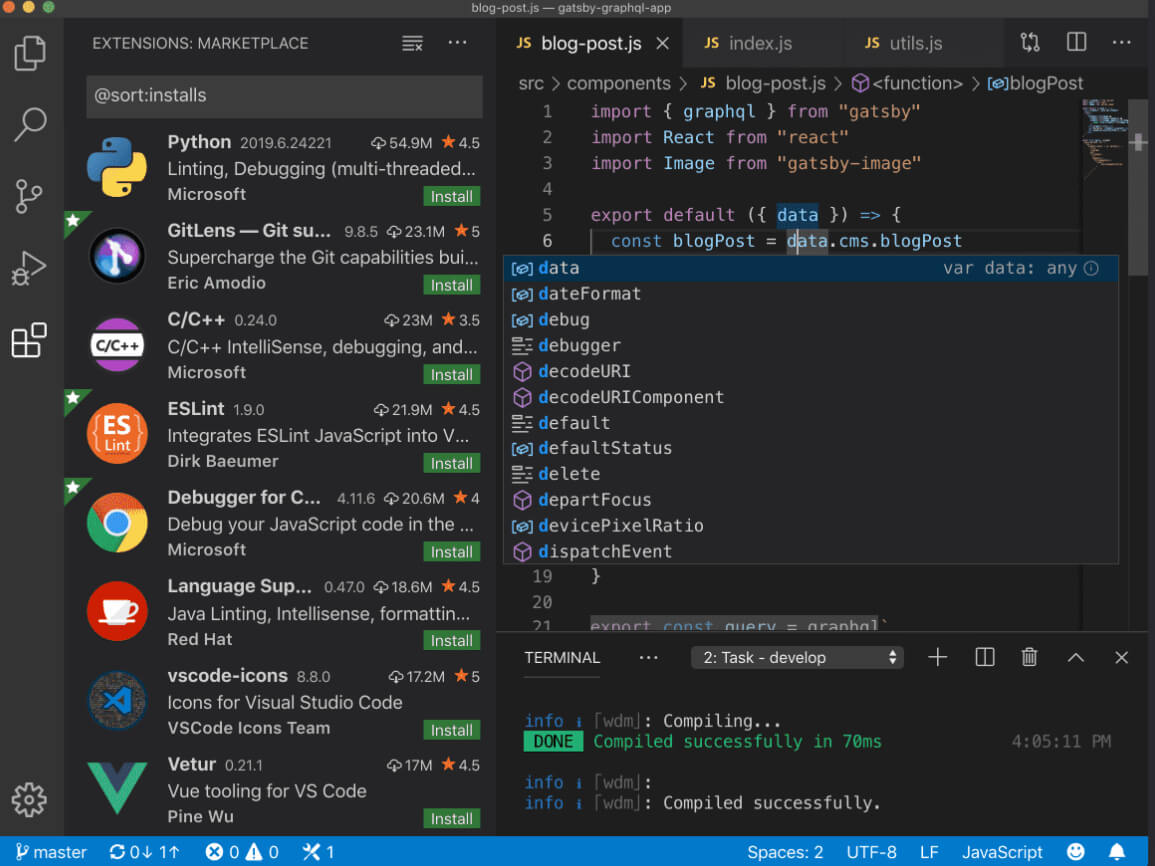 Software para lectura de archivos JSON: Microsoft Visual Studio Code