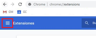 Menú horizontal en las extensiones de Chrome